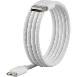 Renkforce Câble USB USB 2.0 USB-C® mâle, USB-A mâle 1.00 m blanc avec enroulement magnétique, gaine textile RF-6437922