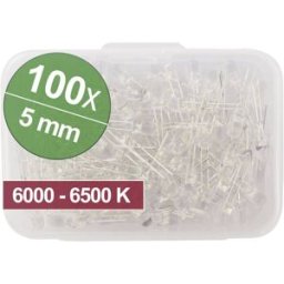 Quadrios Assortiment de LEDs blanc froid 5 mm 20 mA 3.0 V