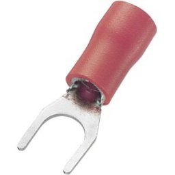 Cosse à fourche TRU COMPONENTS SV1.25-4S 745254 Ø du trou: 4.3 mm 0.50 mm² 1.50 mm² M4 partiellement isolé rouge 100 pc(s)