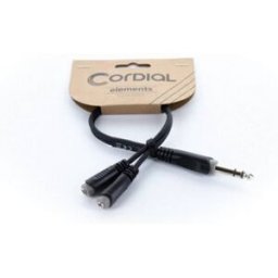 Adaptateur Y Cordial 14886 Jack audio [1x Jack mâle 6,3 mm (stéréo) - 2x Jack femelle 3.5 mm] 0.30 m noir gaine en PVC, câble jumelé