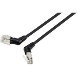 Renkforce RF-6071550 RJ45 Câble réseau, câble patch CAT 6a F/UTP 2.00 m noir Contacts enfichables orientables à 360°, Câble de sortie coudé 1 pc(s)