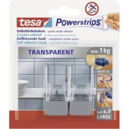 Crochet transparent large chrome mat tesa Powerstrips® tesa 58812-00000-20 transparent, chrome 2 pc(s)