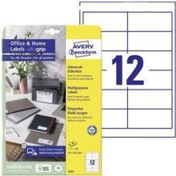 Avery Zweckform 6123 Etiquette universelles 97.3 x 42.3 mm papier blanc 120 pc(s) fixation permanente imprimante à jet dencre, imprimante laser, imprimante