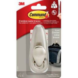 3M Crochet métallique classique Forever Command TM L (L x l x H) 105 x 41 x 41 mm nickel (brossé) Contenu: 1 pc(s)
