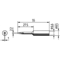Ersa 0832KDLF Panne de fer à souder forme de burin, rallongée Taille de la panne 2.2 mm Contenu 1 pc(s)
