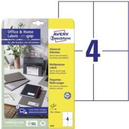 Avery Zweckform 6124 Etiquette universelles 105 x 148 mm papier blanc 40 pc(s) fixation permanente imprimante à jet dencre, imprimante laser, imprimante laser