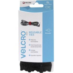 VELCRO® VEL-EC60466 Collier de serrage auto-agrippant pour grouper partie velours et partie agrippante (L x l) 200 mm x 12 mm noir 15 pc(s)