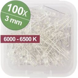 Quadrios Assortiment de LEDs blanc froid 3 mm 20 mA 3.0 V