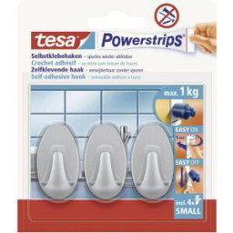 Crochet petit et ovale tesa Powerstrip® tesa 57519-00000-20 chrome (mat) 3 pc(s)