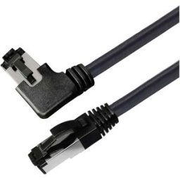 Maxtrack TI51-2L RJ45 Câble réseau, câble patch CAT 8.1 S/FTP 2 m noir coudé à 90° vers la droite, blindage simple 1 pc(s)