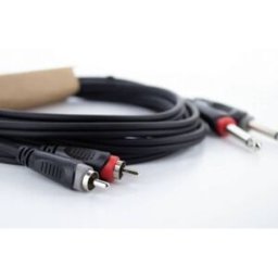 Câble de raccordement Cordial 14841 Jack / Cinch-RCA audio [2x Jack mâle 6,3 mm (mono) - 2x Cinch-RCA mâle] 3 m noir gaine en PVC, câble jumelé