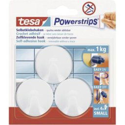 Crochet petit et rond tesa Powerstrip® tesa 57577-00000-20 blanc 3 pc(s)