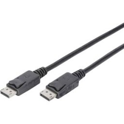 Câble de raccordement Digitus DisplayPort Fiche mâle DisplayPort, Fiche mâle DisplayPort 2.00 m noir DB-340100-020-S rond, blindage double Câble DisplayPort