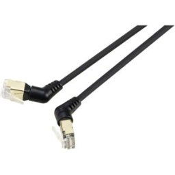Renkforce RF-6071556 RJ45 Câble réseau, câble patch CAT 8.2 S/FTP 2.00 m noir Contacts enfichables orientables à 360°, Câble de sortie coudé 1 pc(s)