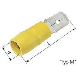 Cosse à languette mâle 6.3 x 0.8 mm LAPP L-RC 63 M 63103040 180 ° partiellement isolé jaune 50 pc(s)