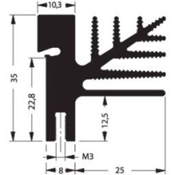 Dissipateur à lamelles Fischer Elektronik SK 482 100 SA + 4X THFU 2 10101589 TO-218, TO-220, TO-3P, TO-247, TO-248 3.25 K/W (L x l x H) 100 x 33 x 35 mm 1 pc(s)