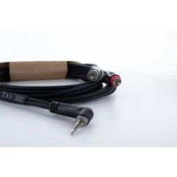 Adaptateur Y Cordial 14860 Jack / Cinch-RCA audio [1x Jack mâle 3.5 mm - 2x Cinch-RCA mâle] 3 m noir gaine en PVC, câble jumelé