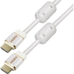 Câble de raccordement Maxtrack HDMI Fiche mâle HDMI-A, Fiche mâle HDMI-A 1.50 m blanc C 216-1,5 L 4K UHD, blindé, canal de retour audio, contacts dorés, avec