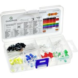 Quadrios Assortiment de LEDs rouge, vert, jaune, bleu, blanc froid, blanc chaud 5 mm 20 mA, 30 mA 2 V, 3 V