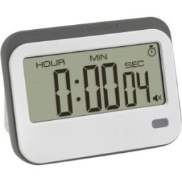 TFA Dostmann Digitaler Timer mit Stoppuhr und Wecker Minuteur blanc, gris numérique