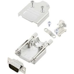 TRU COMPONENTS TCMHDM09HDP15K 7709220 Kit embase SUB-D mâle 180 ° Nombre de pôles: 15 fût à souder 1 pc(s)