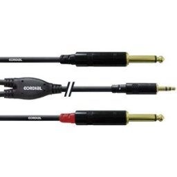 Câble adaptateur audio [1x Jack mâle 3.5 mm - 2x Jack mâle 6.35 mm] Cordial CFY3WPP noir 3.00 m