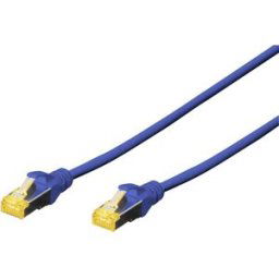 Digitus DK-1644-A-030/B RJ45 Câble réseau, câble patch CAT 6a S/FTP 3.00 m bleu sans halogène, torsadé par paire, avec cliquet dencastrement, ignifuge 1 pc(s)