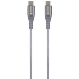 Skross Câble USB USB 2.0 USB-C® mâle, USB-C® mâle 1.20 m gris sidéral rond, flexible, gaine textile SKCA0017C-C120CN