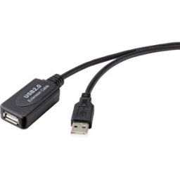 Renkforce Câble USB USB 2.0 USB-A mâle, USB-A femelle 5.00 m noir actif avec amplification du signal RF-4535052