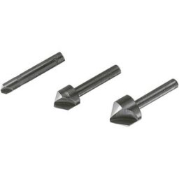 Wolfcraft 2504000 Jeu de fraises coniques 3 pièces 6 mm, 12 mm, 16 mm acier à métaux tige cylindrique 1 set