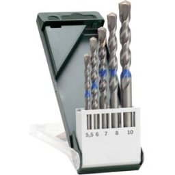 Bosch Accessories 2609255417 Jeu de forets pour béton 5 pièces 5 mm, 6 mm, 6 mm, 8 mm, 10 mm tige cylindrique 1 set