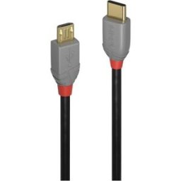 LINDY Câble USB USB 2.0 USB-C® mâle, USB-Micro-B mâle 1.00 m noir, gris 36891