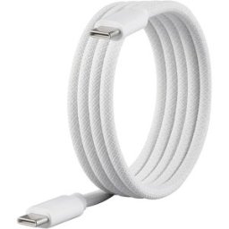 Renkforce Câble USB USB 2.0 USB-C® mâle, USB-C® mâle 1.00 m blanc avec enroulement magnétique, gaine textile RF-6437918