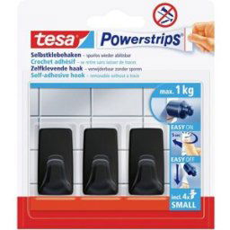 tesa Black Hooks S Crochet adhésif Powerstrips petit carré (l x H) 14 mm x 34 mm noir Contenu: 3 pc(s)