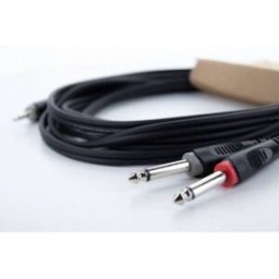 Adaptateur Y Cordial 14865 Jack / Cinch-RCA audio [1x Jack mâle 3.5 mm - 2x Jack mâle 6,3 mm (mono)] 5 m noir gaine en PVC, câble jumelé