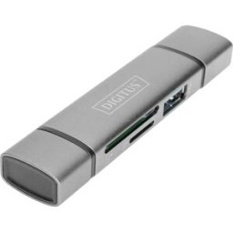 Digitus DA-70886 Hub / lecteur de carte mémoire externe USB 3.0, USB-A, USB-C® gris
