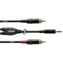 Câble adaptateur audio [1x Jack mâle 3.5 mm - 2x Cinch-RCA mâle] Cordial CFY3WCC noir 3.00 m