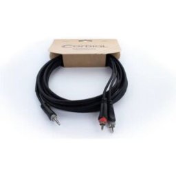 Adaptateur Y Cordial 14857 Jack / Cinch-RCA audio [1x Jack mâle 3.5 mm - 2x Cinch-RCA mâle] 5 m noir gaine en PVC, câble jumelé