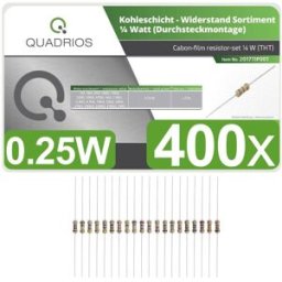 Quadrios 201711P001 201711P001 Jeu de résistances à couche carbone sortie axiale 0.25 W 5 % 400 pc(s)