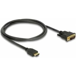 Câble de raccordement Delock HDMI / DVI Fiche mâle HDMI-A, Fiche mâle DVI-D 24+1 pôles 1 m noir 85652 blindage triple, contacts dorés Câble HDMI