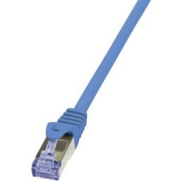 LogiLink CQ3096S RJ45 Câble réseau, câble patch CAT 6a S/FTP 10.00 m bleu ignifuge, avec cliquet dencastrement 1 pc(s)