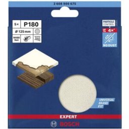 Bosch Accessories EXPERT M480 2608900675 Grille abrasive pour ponceuse excentrique non perforé Grain 180 (Ø) 125 mm 5 pc(s)