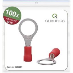 Quadrios 22C445 Cosse à oeillet Section max.=1.5 mm² Ø du trou=10.5 mm partiellement isolé rouge 1 set