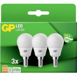 GP GPMGLE14STD854C3 LED CEE F (A - G) E14 forme de globe 5.6 W = 40 W blanc chaud (Ø x L) 45 mm x 84 mm 3 pc(s)