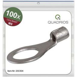 Quadrios 23C504 Cosse à oeillet Section max.=2.5 mm² Ø du trou=8.5 mm non isolé 100 pc(s)