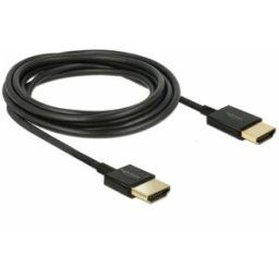 Câble de raccordement Delock HDMI Fiche mâle HDMI-A 0.25 m noir 85117 contacts dorés, 4K UHD, torsadé, blindage triple Câble HDMI