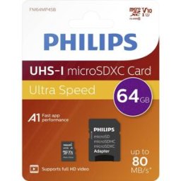 Philips FM64MP45B/00 Carte microSDXC 64 GB Class 10 avec adaptateur SD
