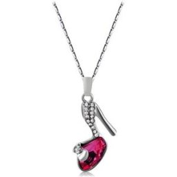 Crystal Heel Shoes Necklace Rose Red