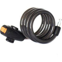 Portable Bike Scooter Cable Coiled Lock with Secure Keys Black