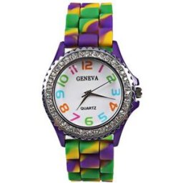 Quartz Movement Colorful Case Camouflage Diamond Watch Purple